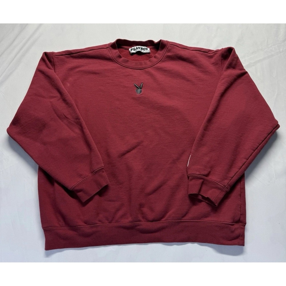Playboy by Pacsun Crewneck‎ sweatshirt XL Burgundy embroidered logo streetwear